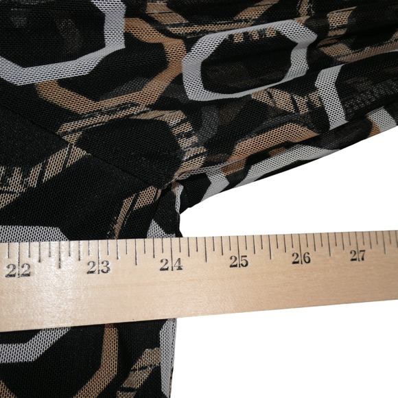 Cocomo Tunic Blouse Womens 3X Black Mesh Lined Peasant Top Boho Relaxed Geo - Picture 7 of 8